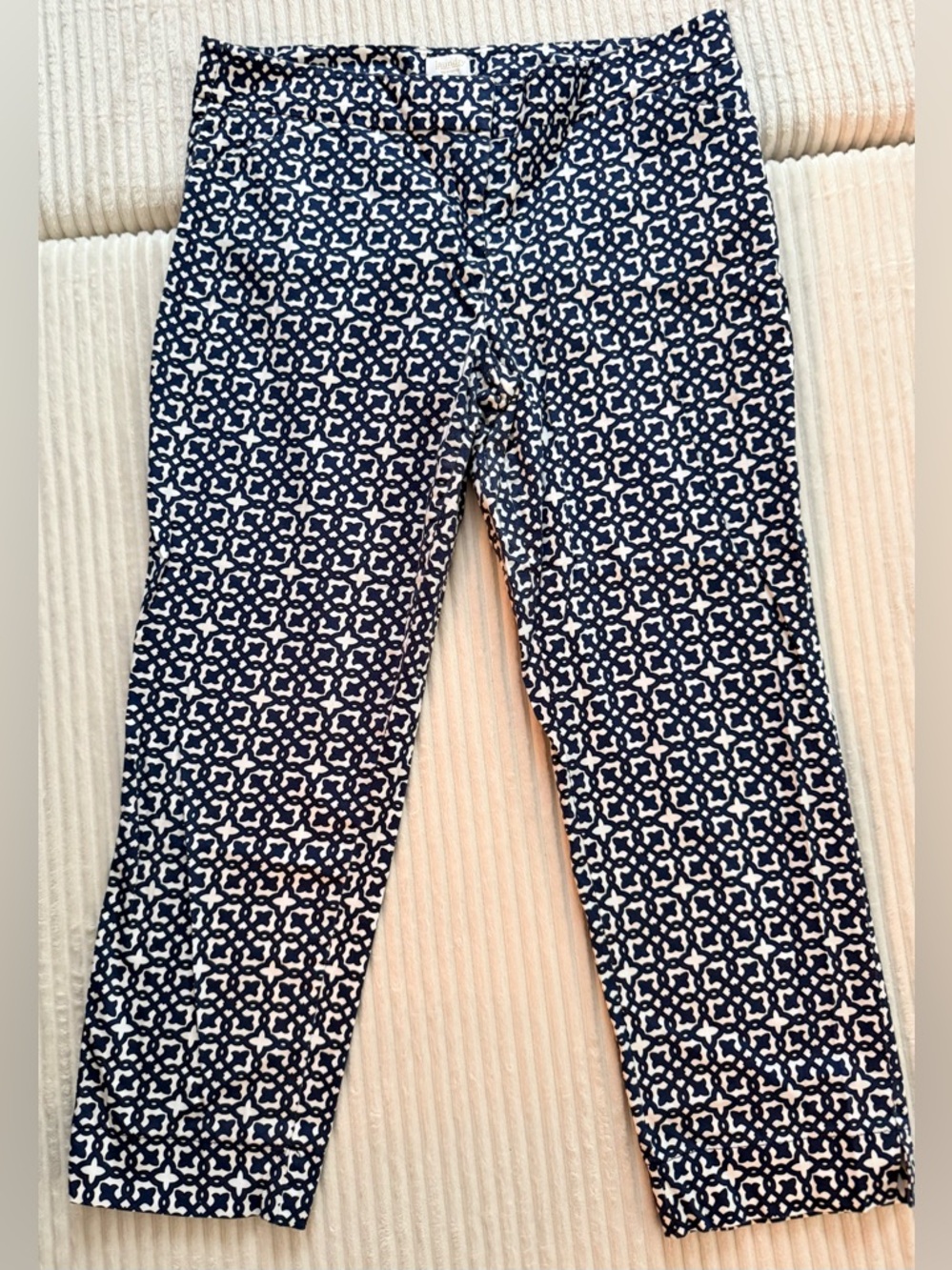 Laundry By Shelli Segal Cute Blue Black and White Cropped Pants Women’s Size 10